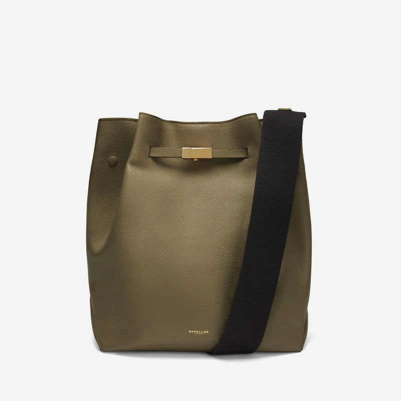Demellier | The New York Large Bucket | Olive Small Grain
