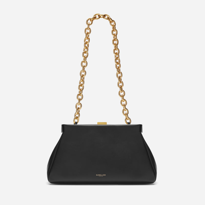 Demellier | The Cannes | Black Smooth With Chunky Chain