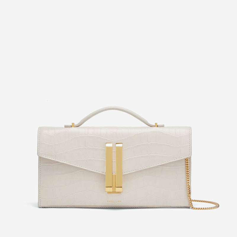 Demellier | The Vancouver Clutch | Off-White Croc-Effect