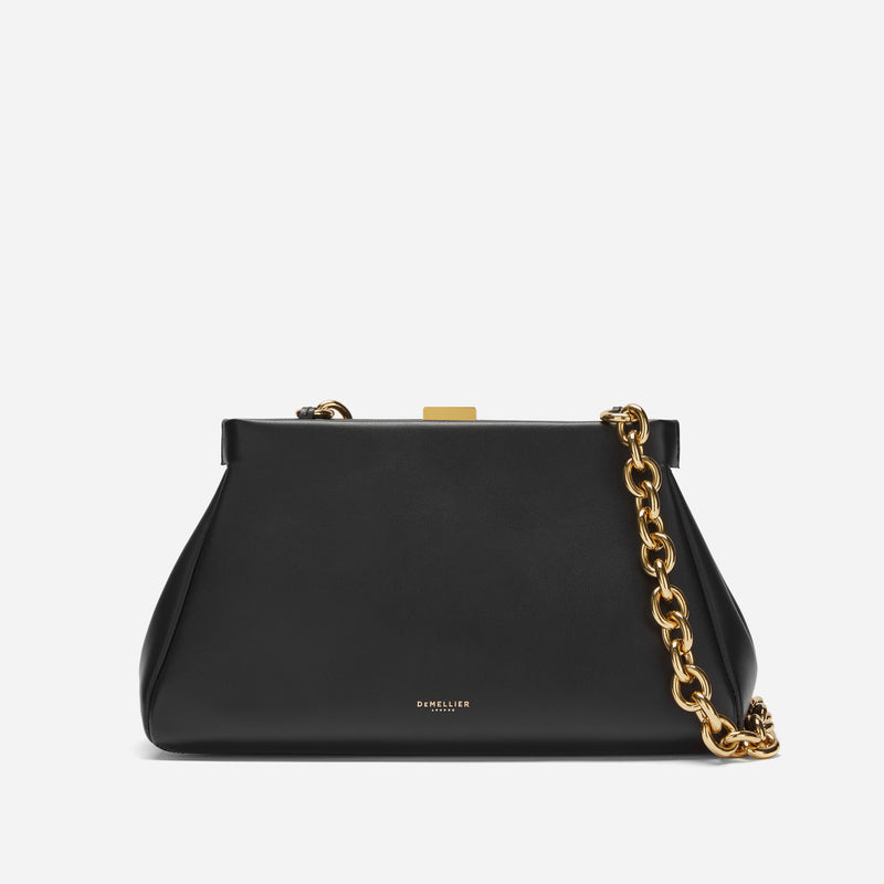 Demellier | The Cannes | Black Smooth With Chunky Chain