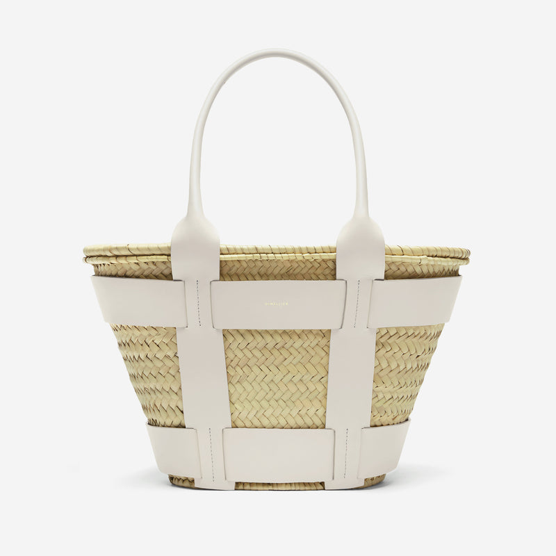 Demellier | The Santorini | Natural Basket Off-White Smooth