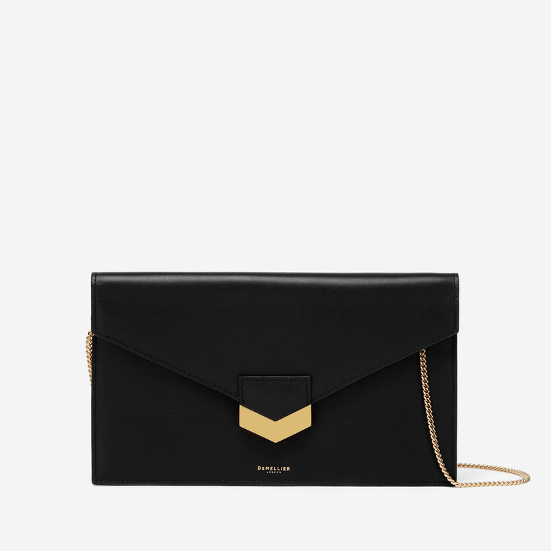 Demellier | The London Clutch | Black Smooth