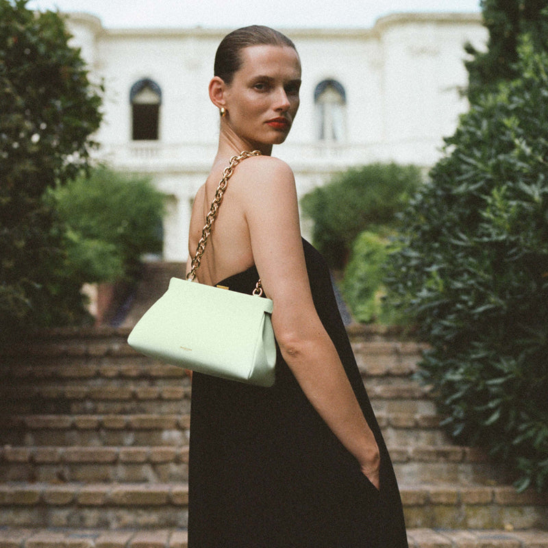 Demellier | The Cannes | Mint Smooth With Chunky Chain