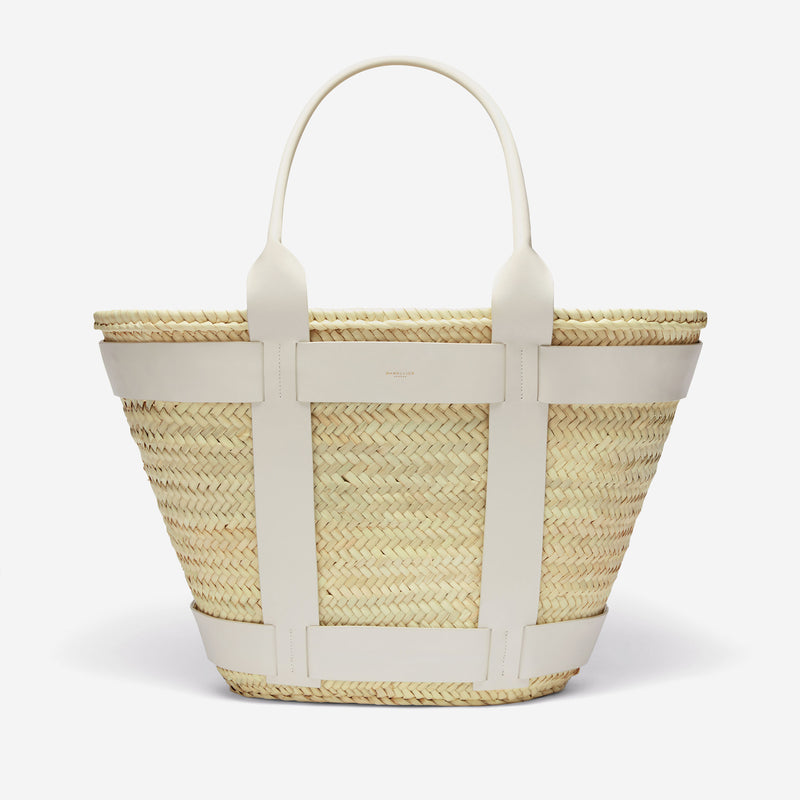 Demellier | The Maxi Santorini | Natural Basket Off-White Smooth