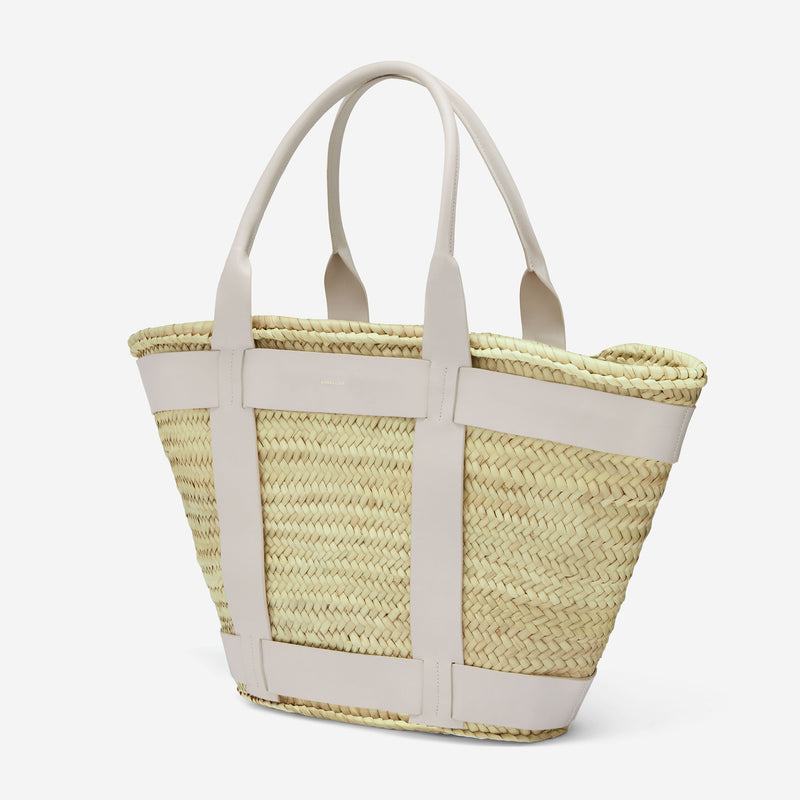 Demellier | The Maxi Santorini | Natural Basket Off-White Smooth